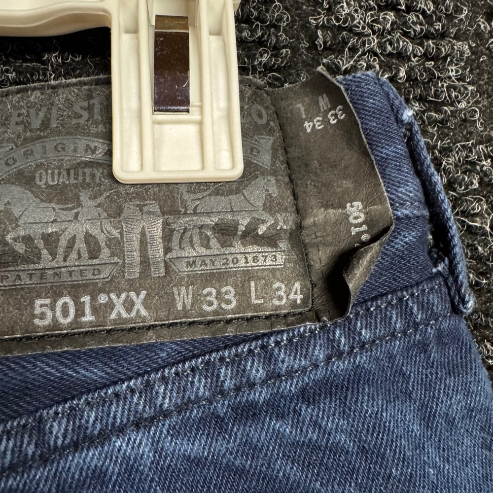 Levis 501 Original Fit Dark Wash Straight Leg Jeans Mens W33 L34 00501-1667 - Picture 6 of 7